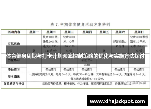 体育健身周期与打卡计划频率控制策略的优化与实施方法探讨